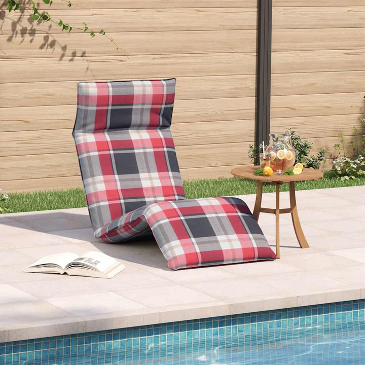 foldbar liggestol 175x54x8,5 cm oxfordstof rødternet
