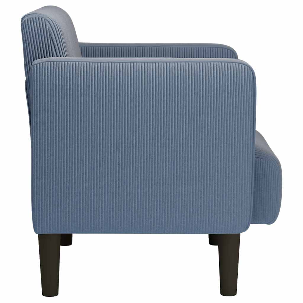 sofastol med armlæn 54 cm fløjlsstof blå
