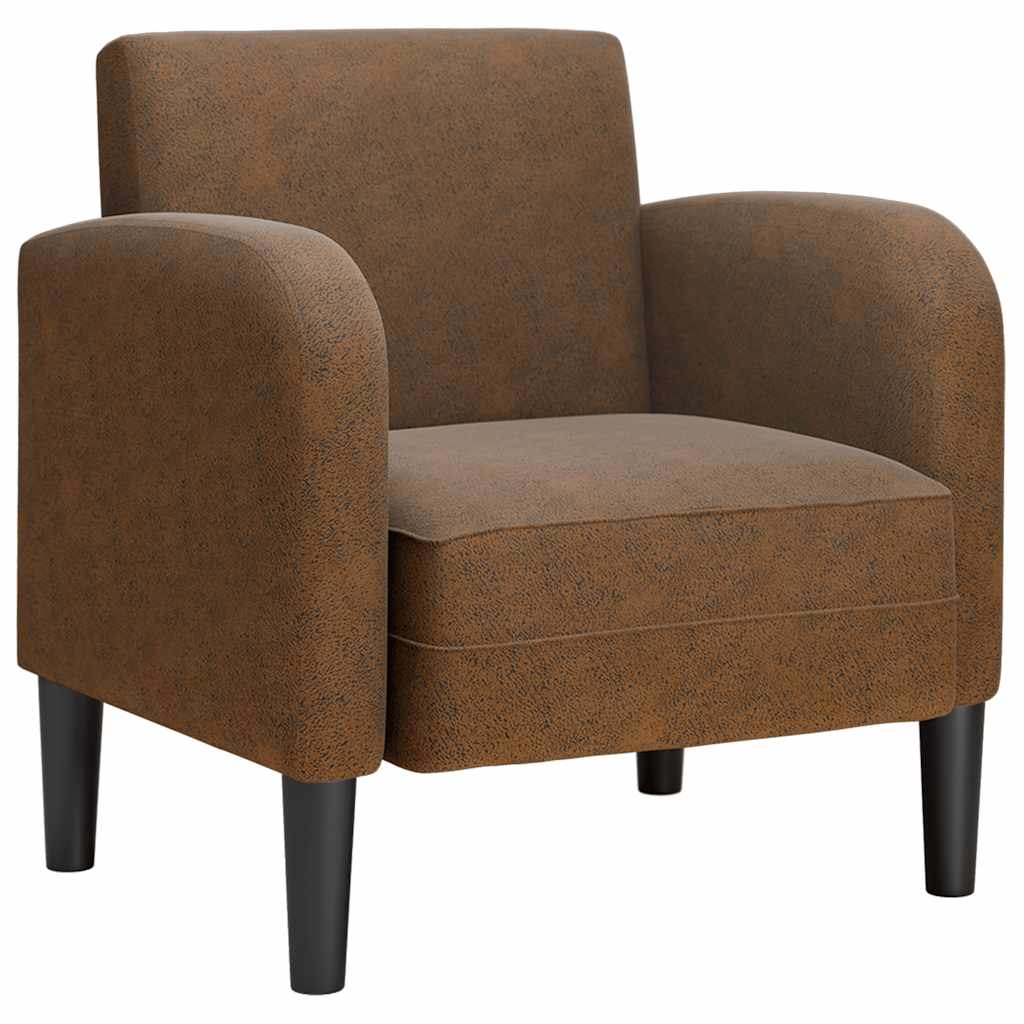 sofastol med armlæn 54 cm kunstlæder brun