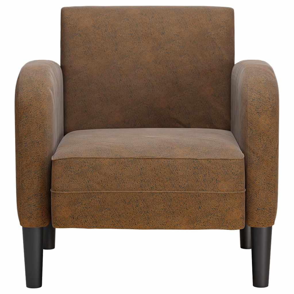 sofastol med armlæn 54 cm kunstlæder brun