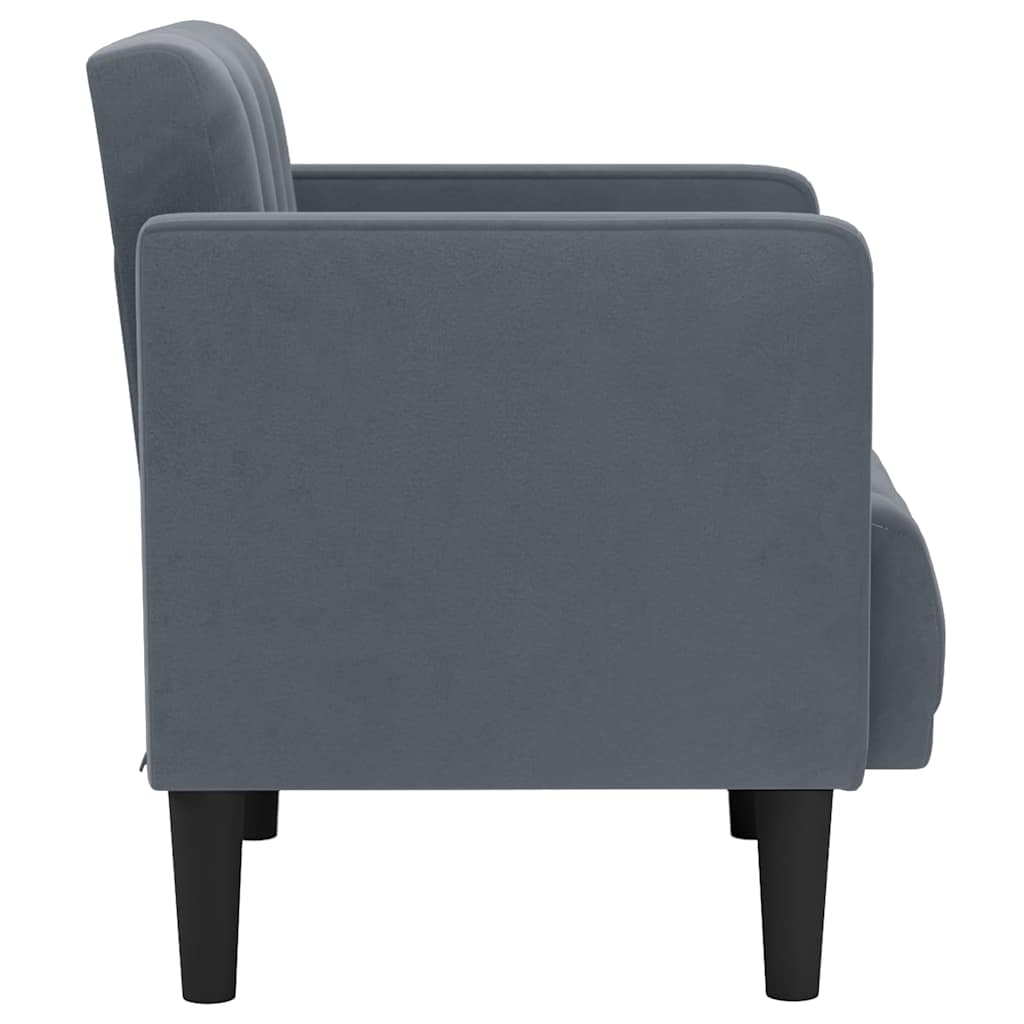 sofastol med armlæn 53 cm fløjl mørkegrå