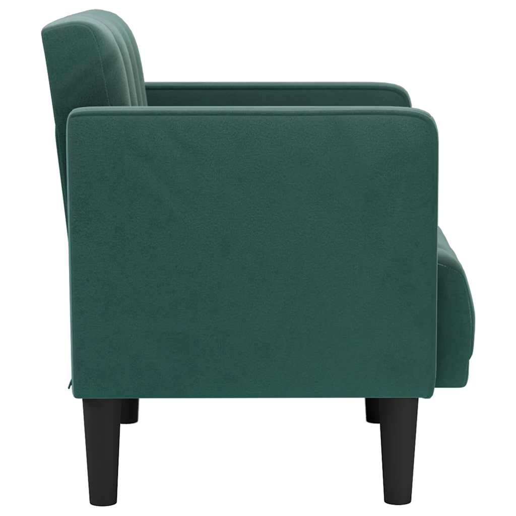 sofastol med armlæn 53 cm fløjl mørkegrøn