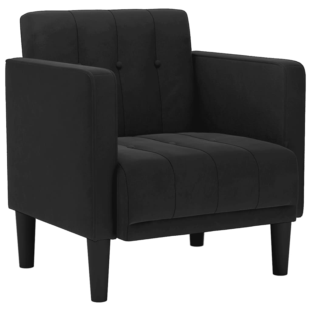 sofastol med armlæn 53 cm fløjl sort