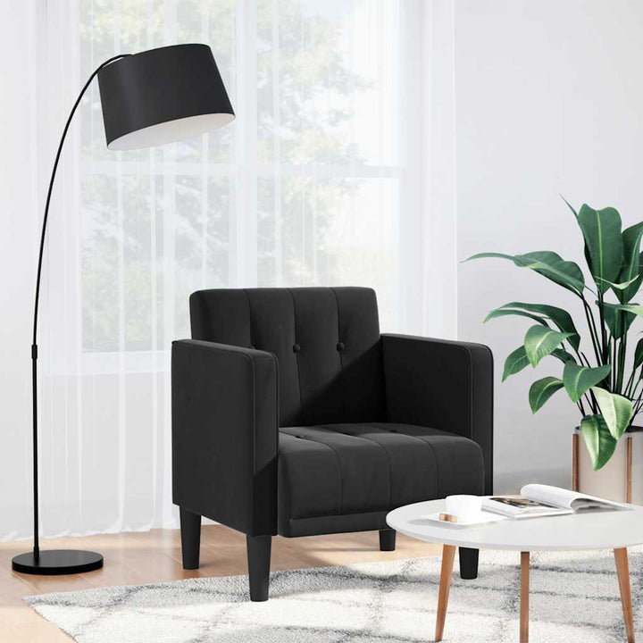 sofastol med armlæn 53 cm fløjl sort