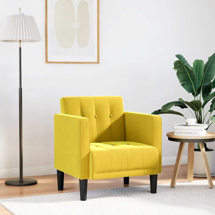 sofastol med armlæn 53 cm fløjl gul