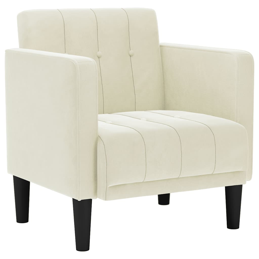sofastol med armlæn 53 cm fløjl cremefarvet
