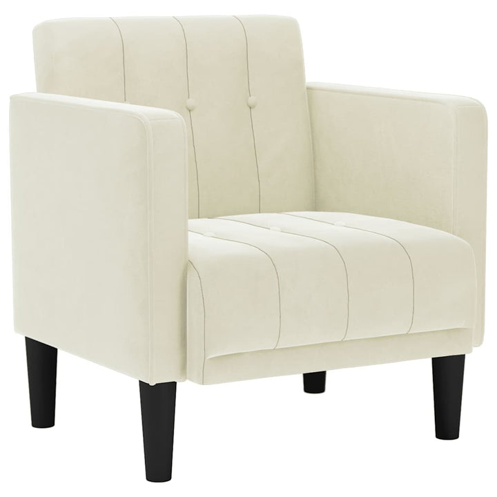 sofastol med armlæn 53 cm fløjl cremefarvet