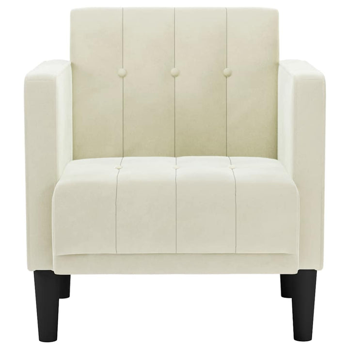 sofastol med armlæn 53 cm fløjl cremefarvet
