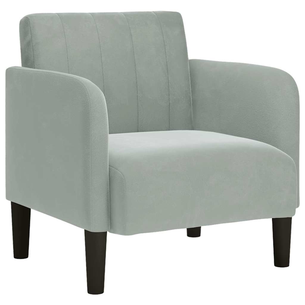 sofastol med armlæn 54 cm fløjl lysegrå
