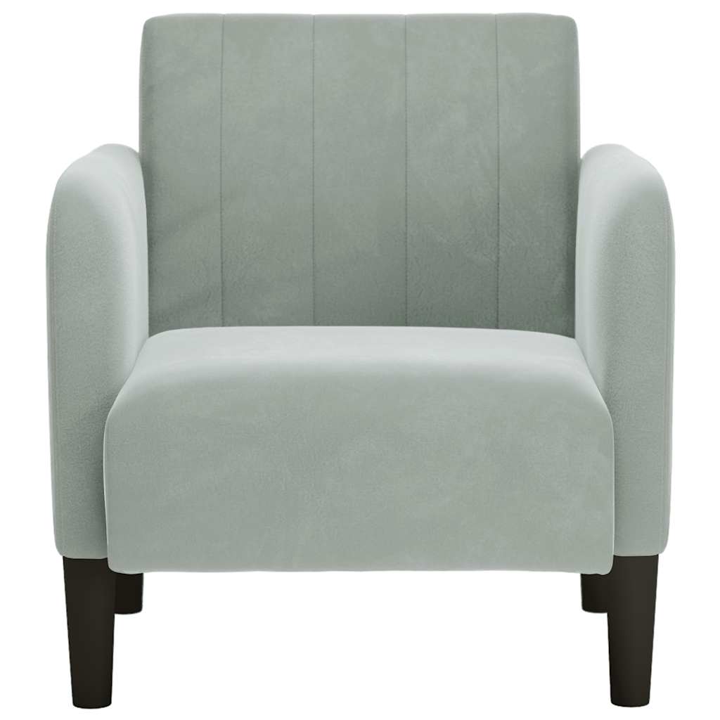 sofastol med armlæn 54 cm fløjl lysegrå