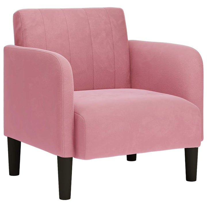sofastol med armlæn 54 cm fløjl lyserød