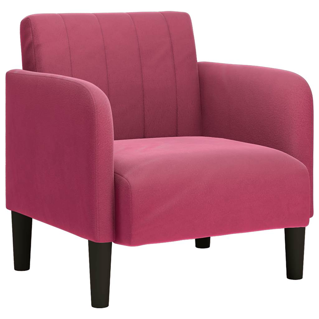 sofastol med armlæn 54 cm fløjl vinrød