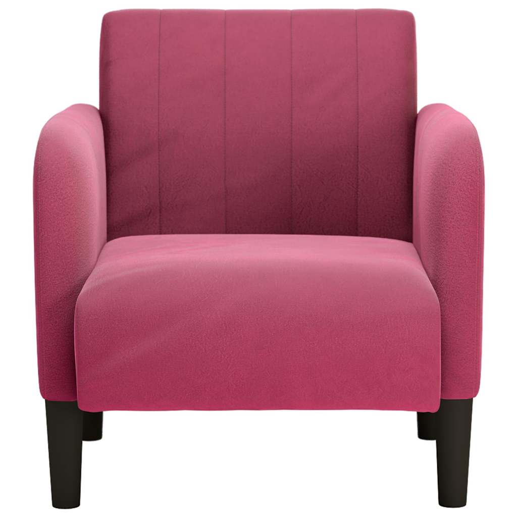 sofastol med armlæn 54 cm fløjl vinrød