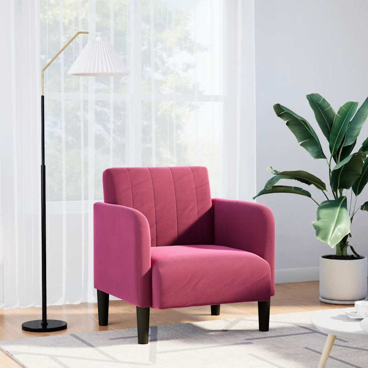 sofastol med armlæn 54 cm fløjl vinrød