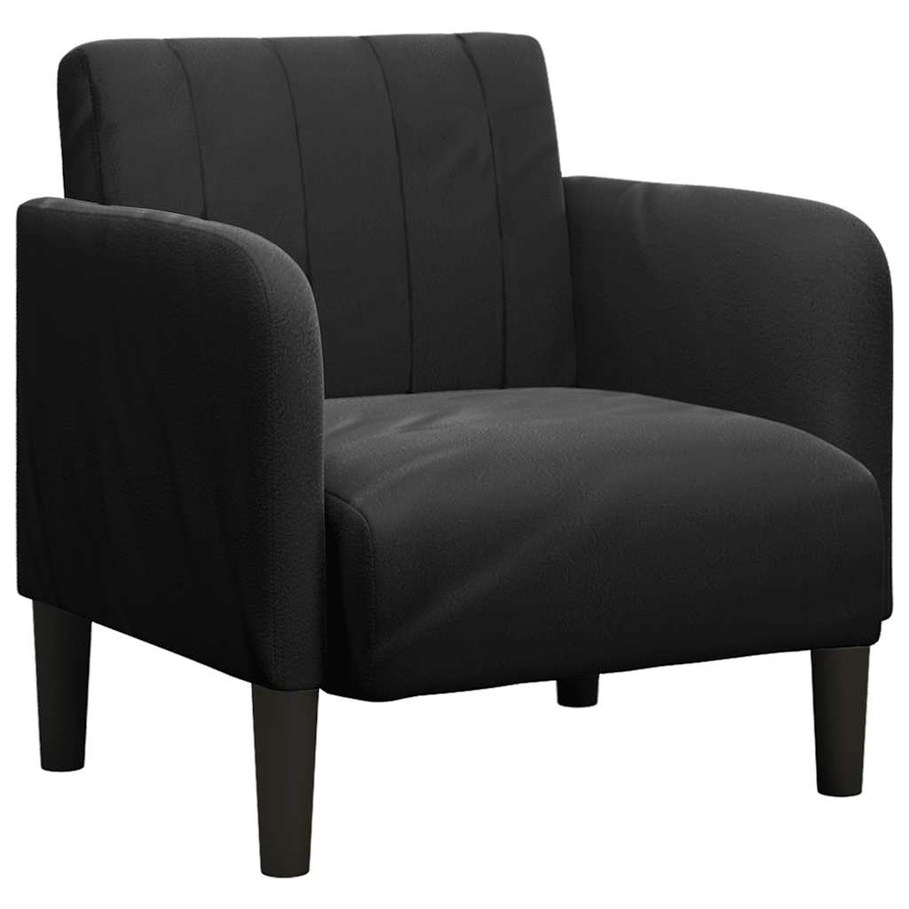 sofastol med armlæn 54 cm fløjl sort