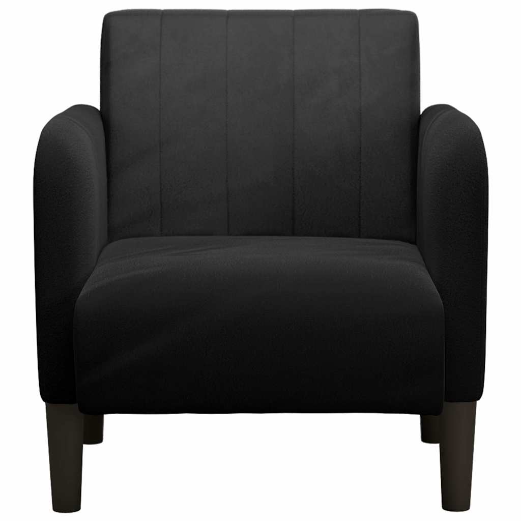sofastol med armlæn 54 cm fløjl sort