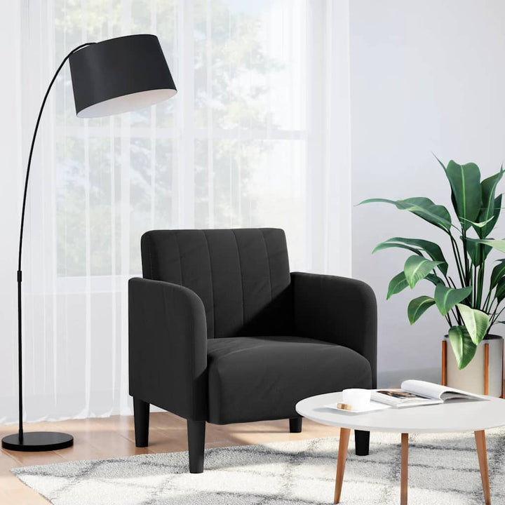 sofastol med armlæn 54 cm fløjl sort