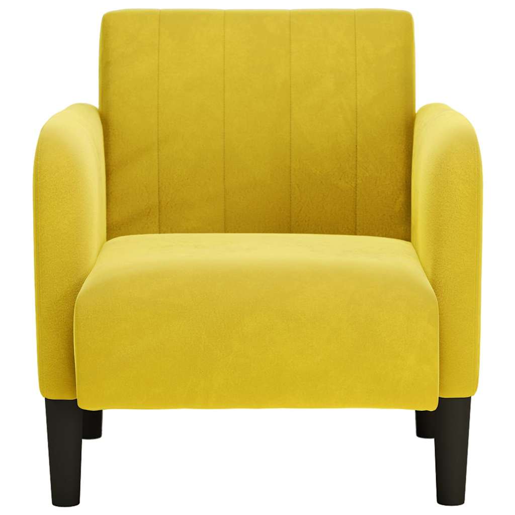 sofastol med armlæn 54 cm fløjl gul
