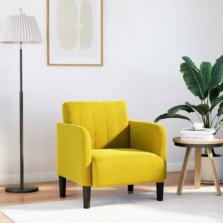 sofastol med armlæn 54 cm fløjl gul