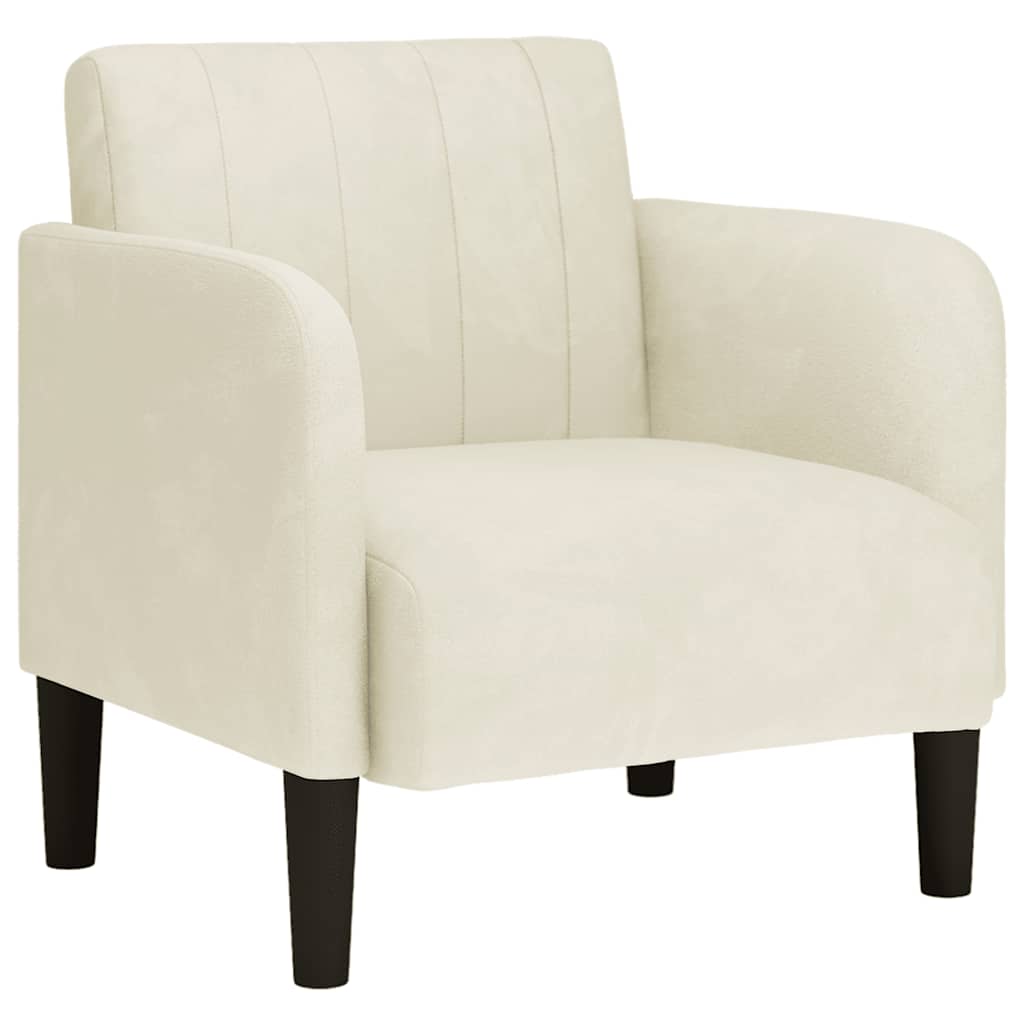 sofastol med armlæn 54 cm fløjl cremefarvet