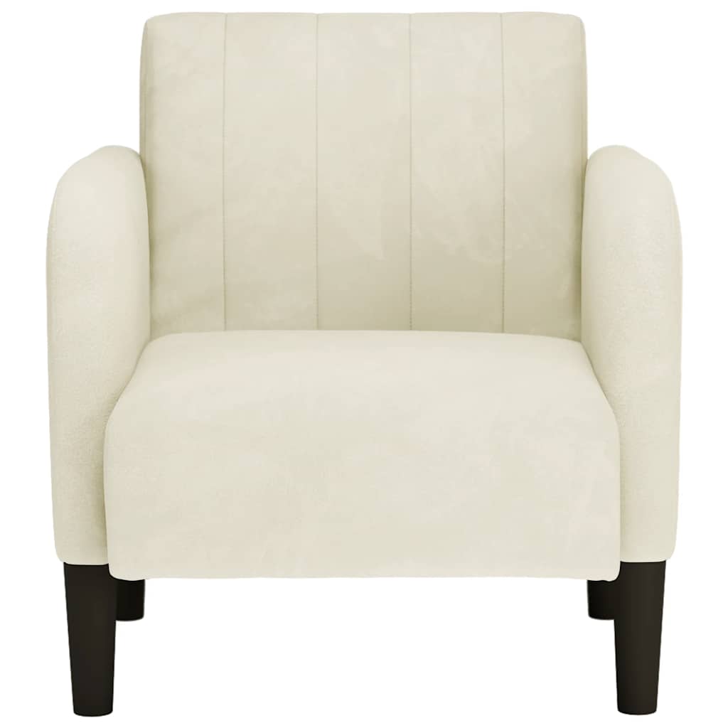 sofastol med armlæn 54 cm fløjl cremefarvet