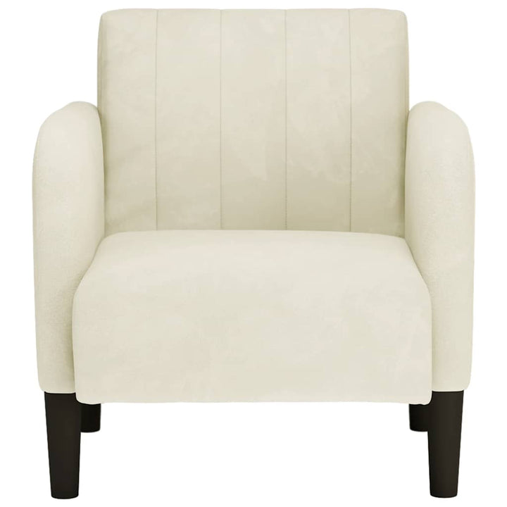 sofastol med armlæn 54 cm fløjl cremefarvet