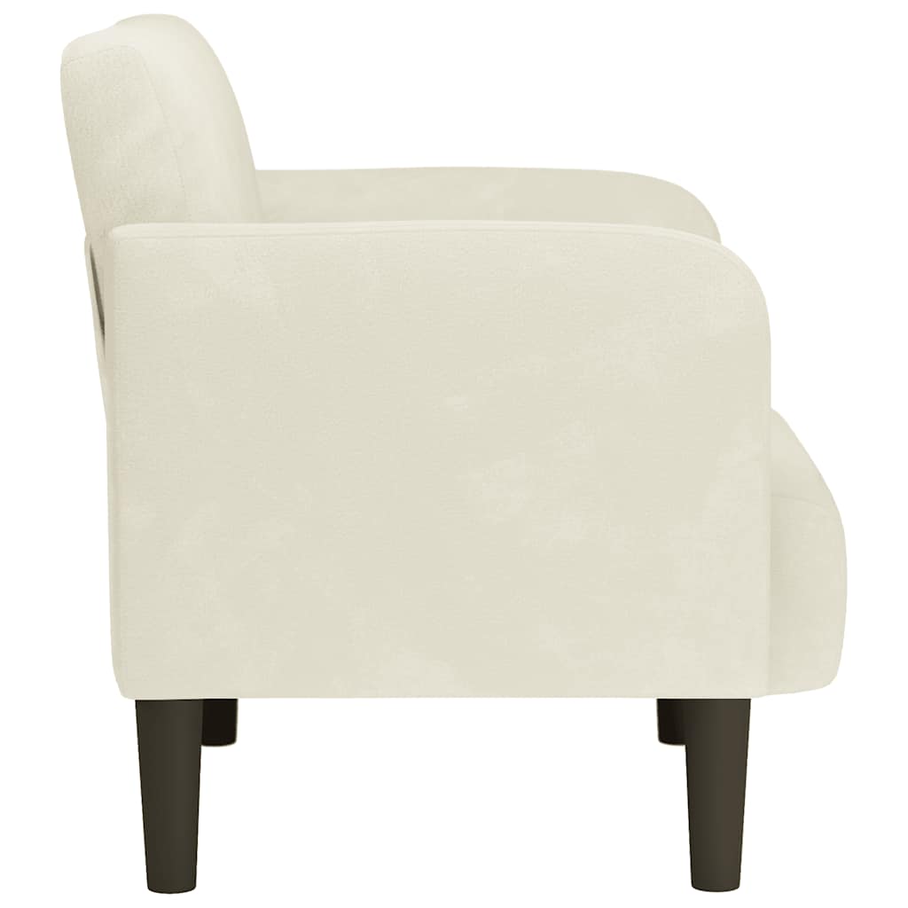 sofastol med armlæn 54 cm fløjl cremefarvet