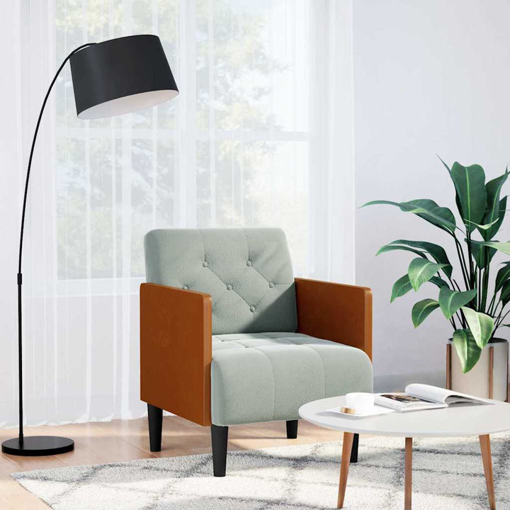 sofastol med armlæn 55 cm fløjl lysegrå
