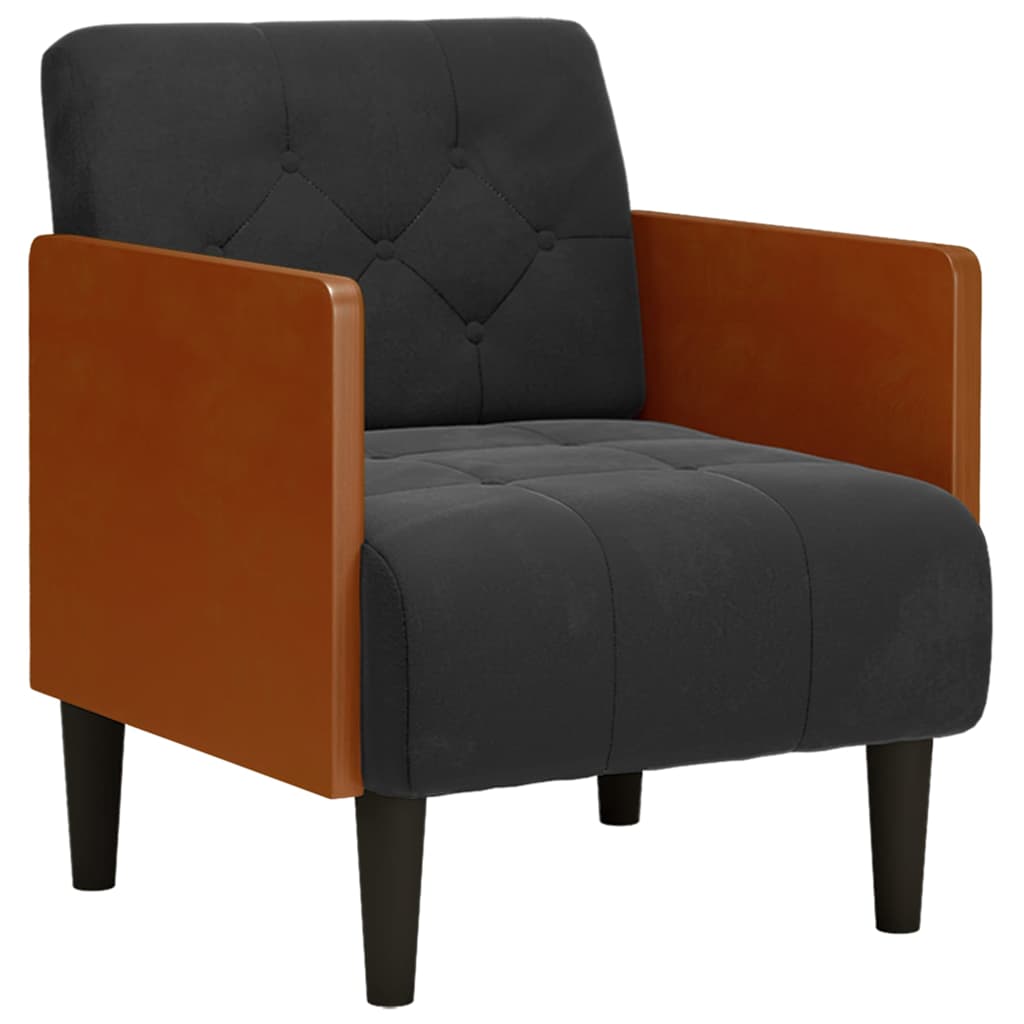sofastol med armlæn 55 cm fløjl sort