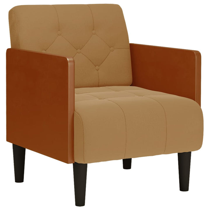 sofastol med armlæn 55 cm fløjl brun
