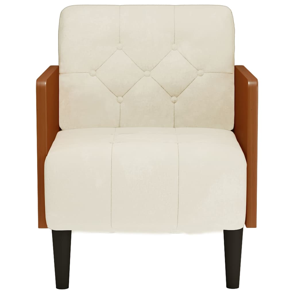 sofastol med armlæn 55 cm fløjl cremefarvet