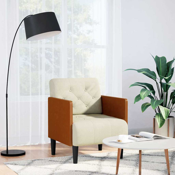 sofastol med armlæn 55 cm fløjl cremefarvet