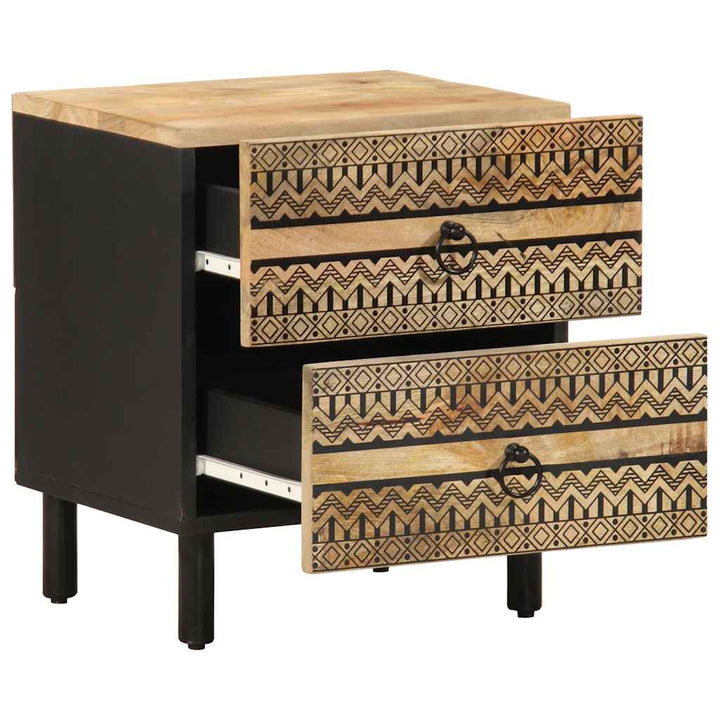 sengeskabe 2 stk. 40x33,5x46 cm massivt ru mangotræ sort