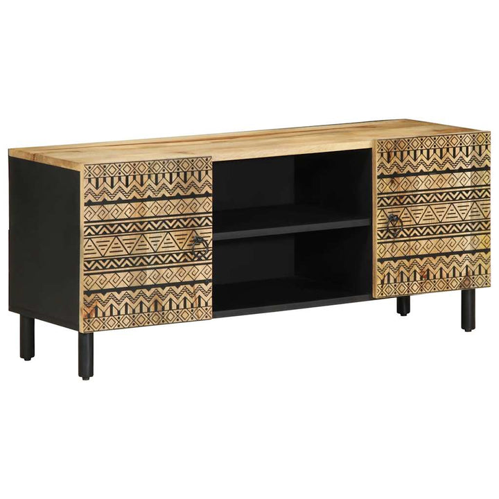 tv-bord 105x33,5x46 cm massivt ru mangotræ sort