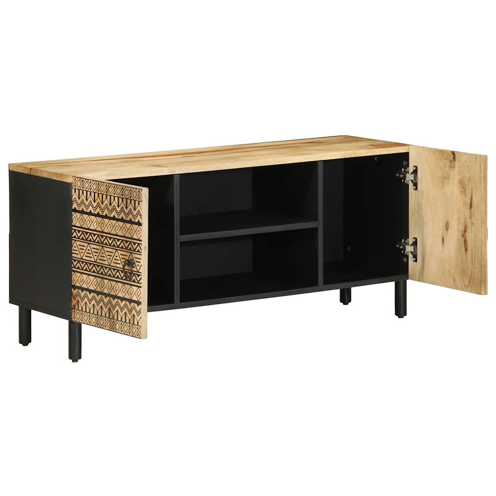 tv-bord 105x33,5x46 cm massivt ru mangotræ sort