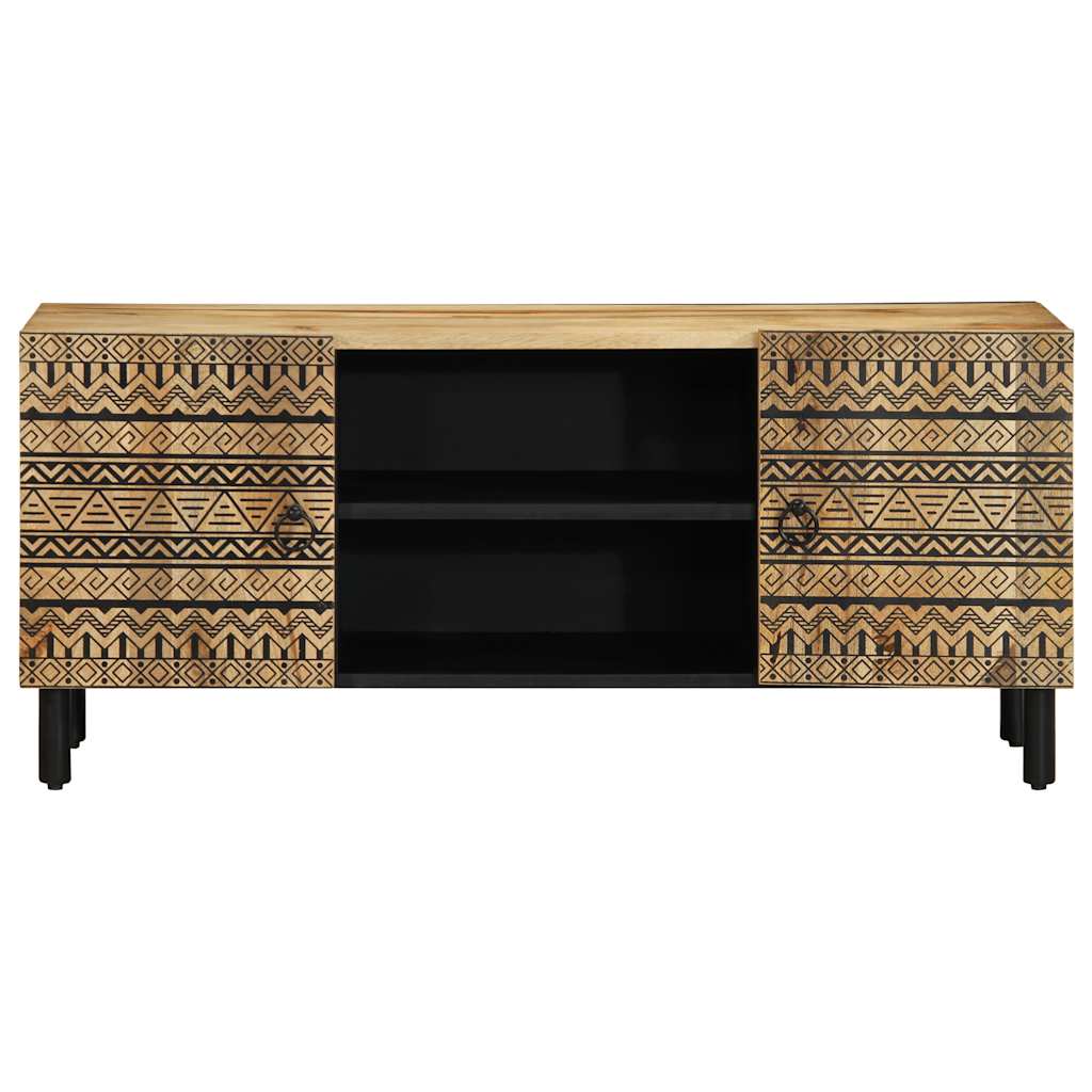 tv-bord 105x33,5x46 cm massivt ru mangotræ sort