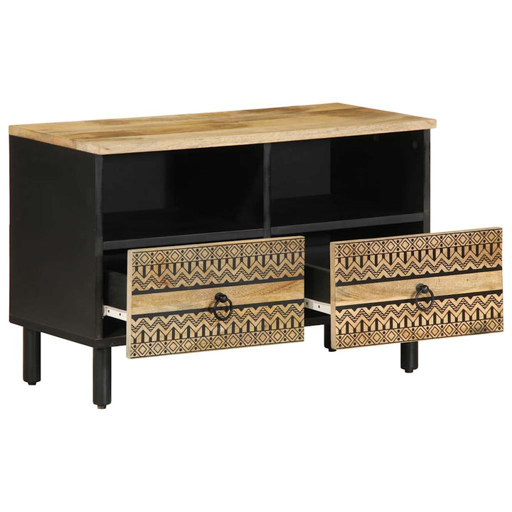 tv-bord 70x33,5x46 cm massivt ru mangotræ sort