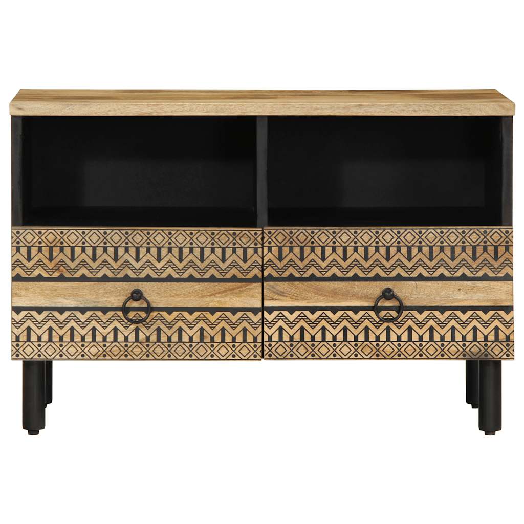 tv-bord 70x33,5x46 cm massivt ru mangotræ sort