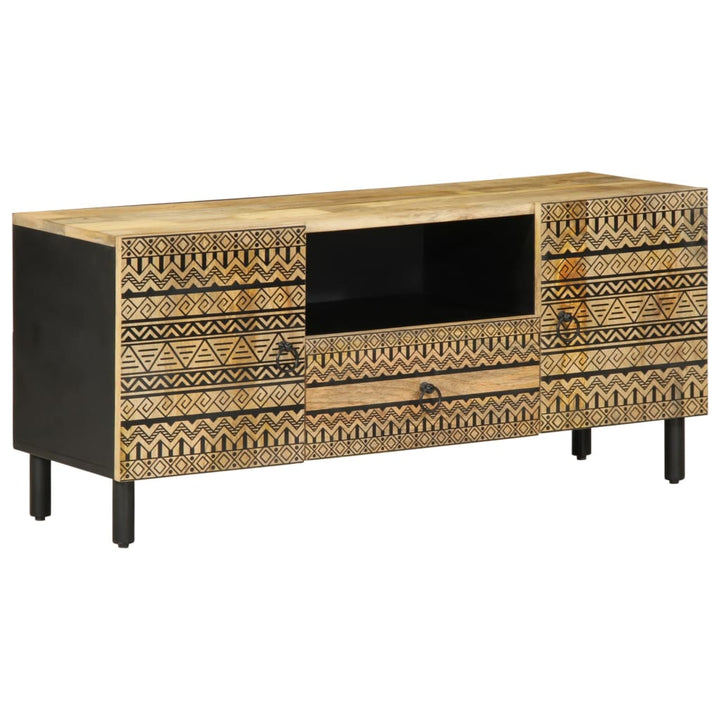 tv-bord 105x33,5x46 cm massivt ru mangotræ sort