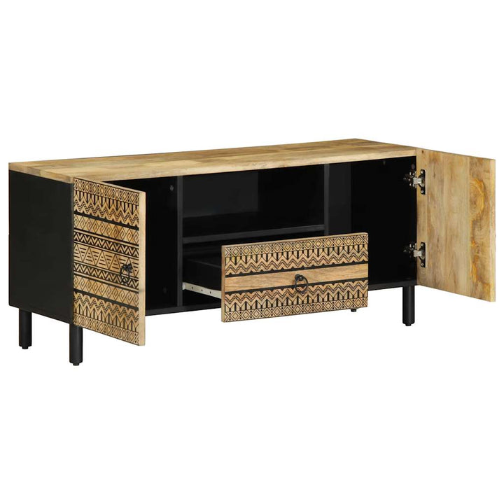 tv-bord 105x33,5x46 cm massivt ru mangotræ sort