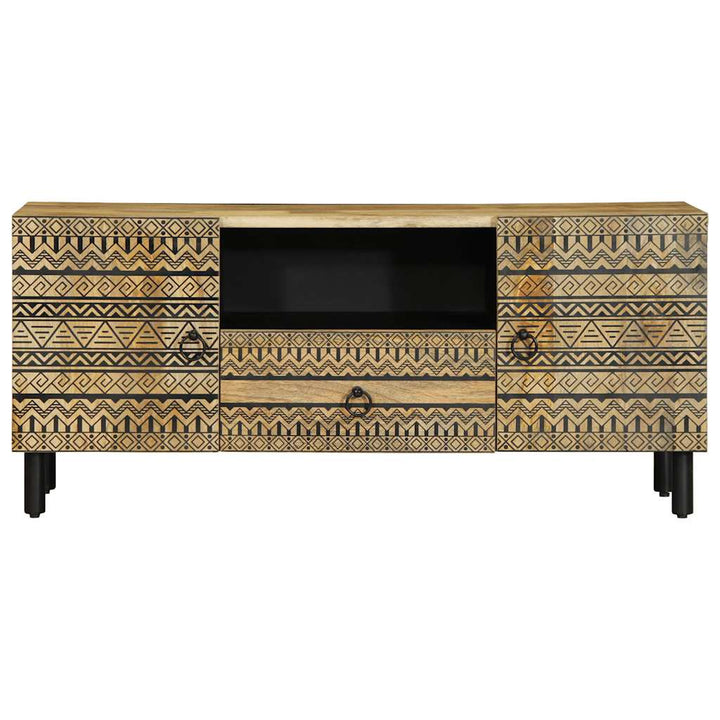 tv-bord 105x33,5x46 cm massivt ru mangotræ sort