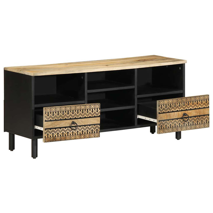 tv-bord 100x33,5x46 cm massivt ru mangotræ sort