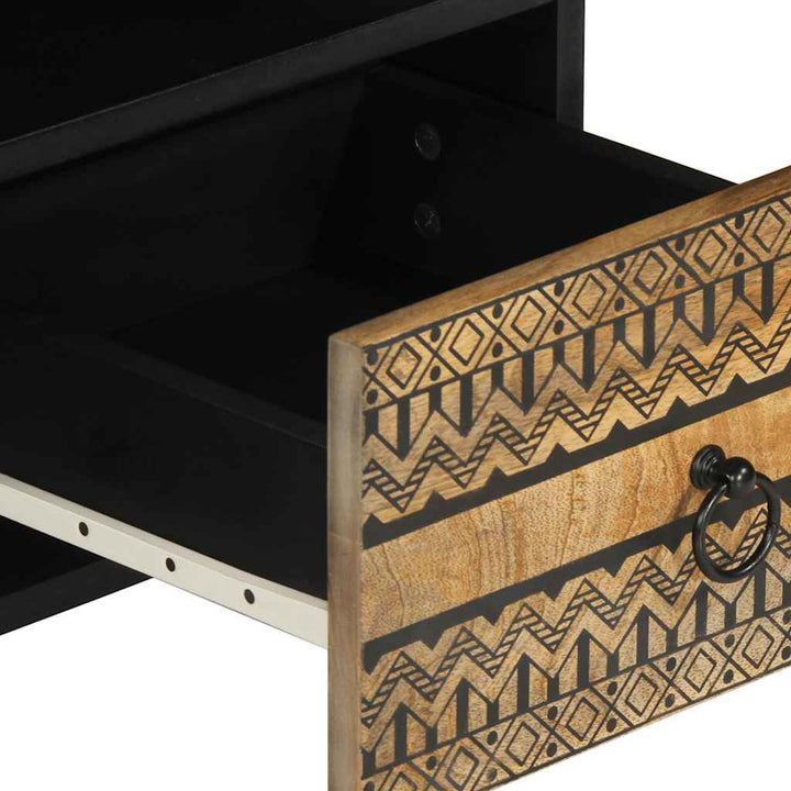 tv-bord 100x33,5x46 cm massivt ru mangotræ sort