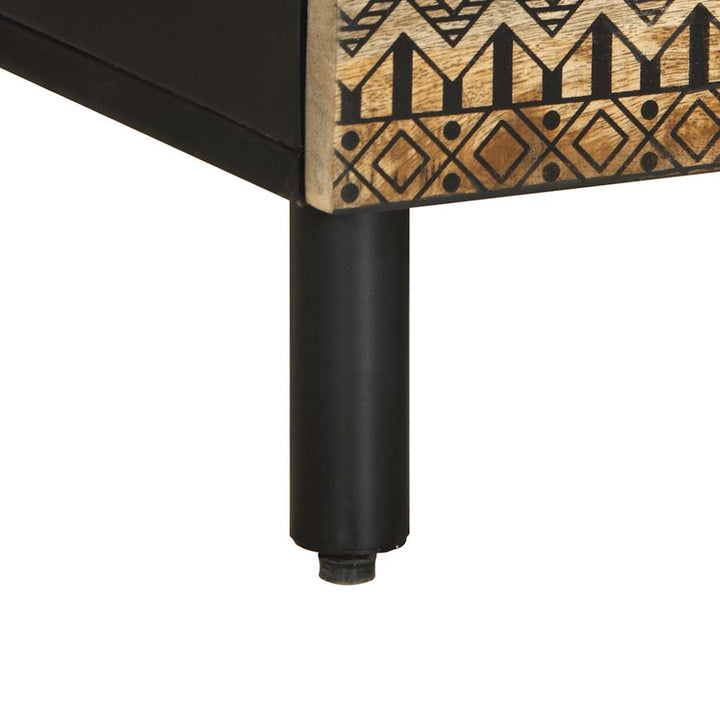 tv-bord 100x33,5x46 cm massivt ru mangotræ sort