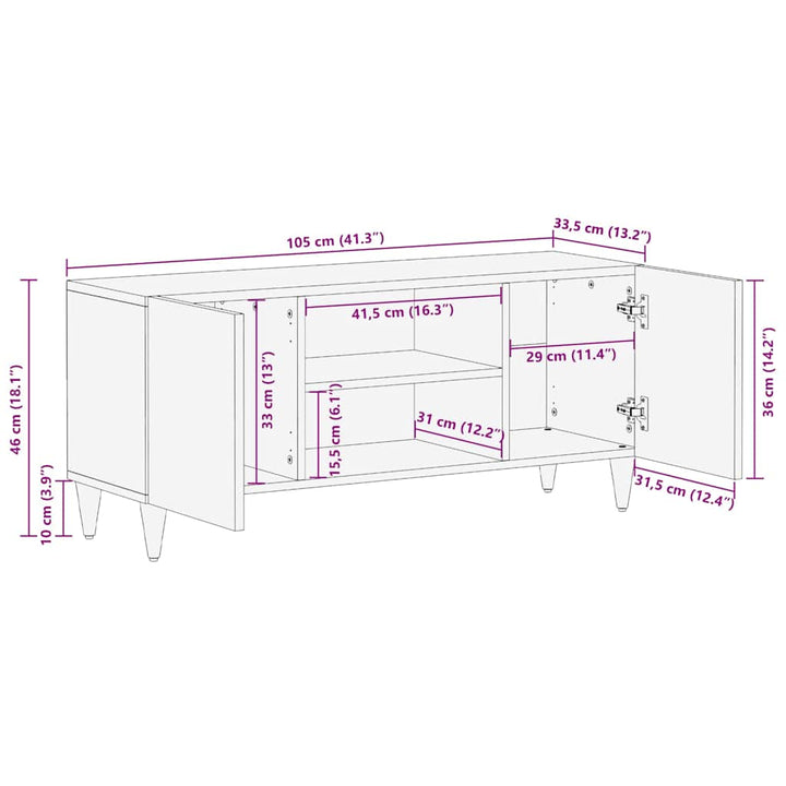 tv-bord 105x33,5x46 cm massivt mangotræ