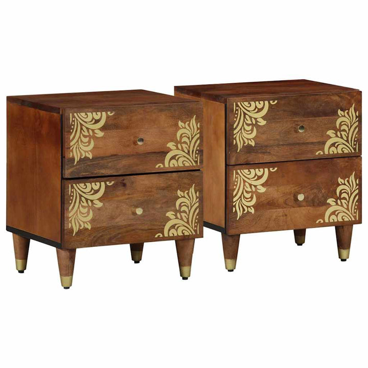 Natskab 2 pcs honningfarvet 40 x 33 x 46 cm Massivt mangotræ