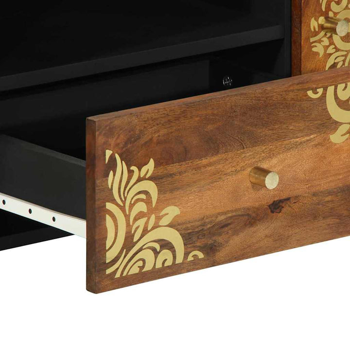 TV-skab med skuffe Brun 105 x 33.5 x 46 cm Massivt mangotræ