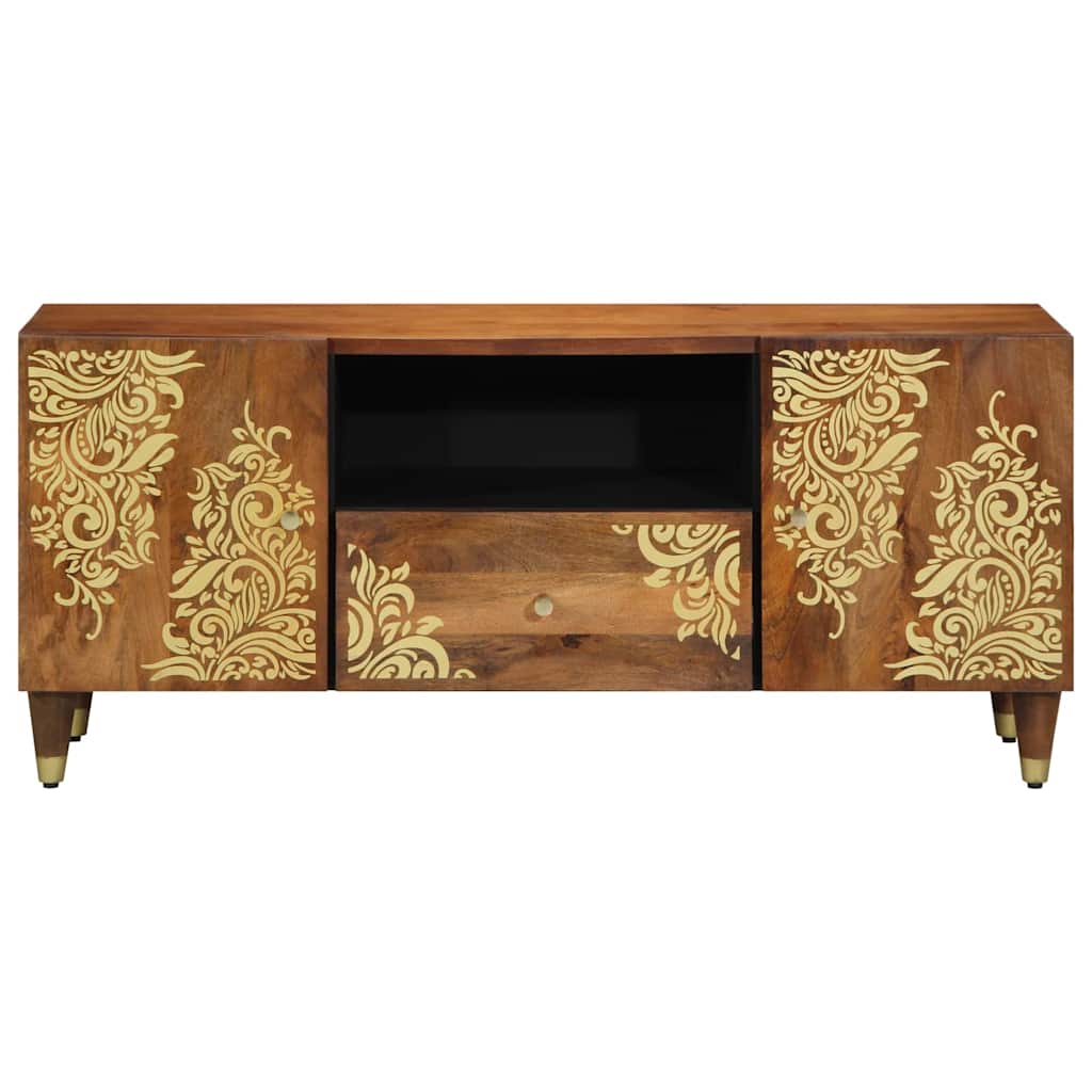 TV-skab med skuffe Brun 105 x 33.5 x 46 cm Massivt mangotræ