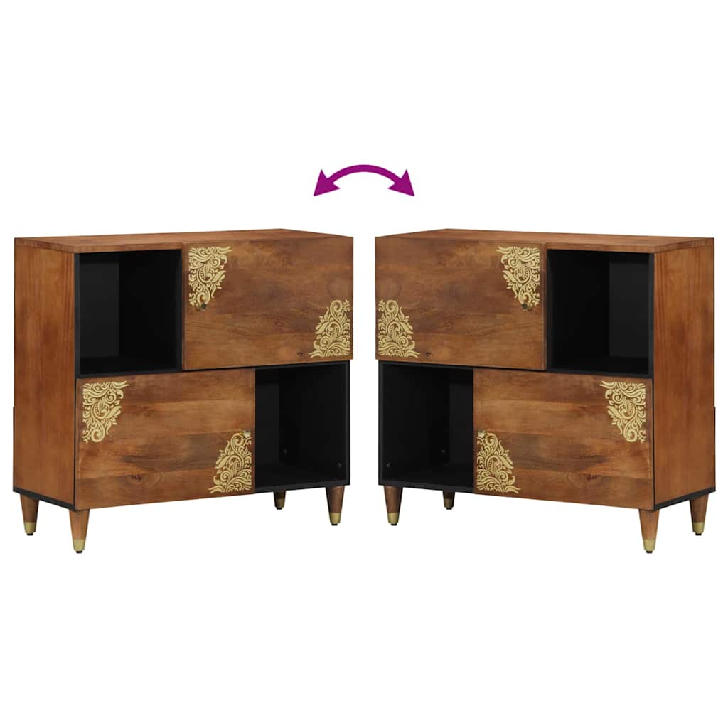 Sideboard med hylde Brun 80 x 33.5 x 75 cm Massivt mangotræ