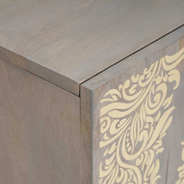 TV-skab med dør Grå og Guld 105 x 33.5 x 46 cm Massivt mangotræ